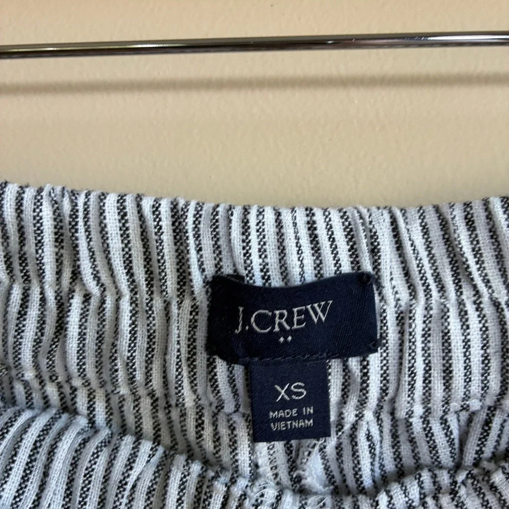 J.Crew Striped Linen Blend Pull On Shorts XS Blue White Womens Elastic Waist